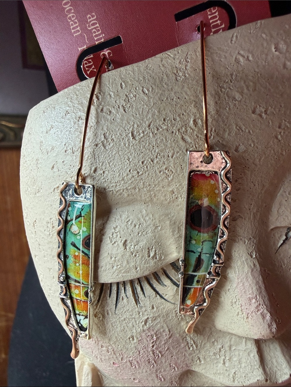 Artisan Multicolor Teardrop Earrings - Copper Frame